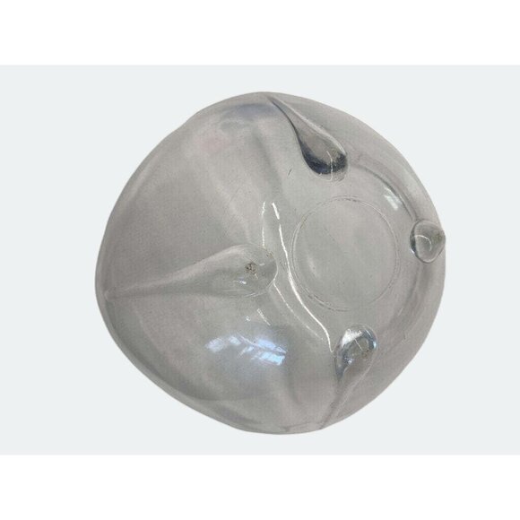 Vintage Handcrafted Clear Glass Bowl Wavy Edge Design Unique Decorative Home Acc - Picture 4 of 5